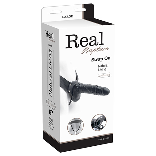 Real Rapture - Hollow Strap-On 8" With Balls - Svart