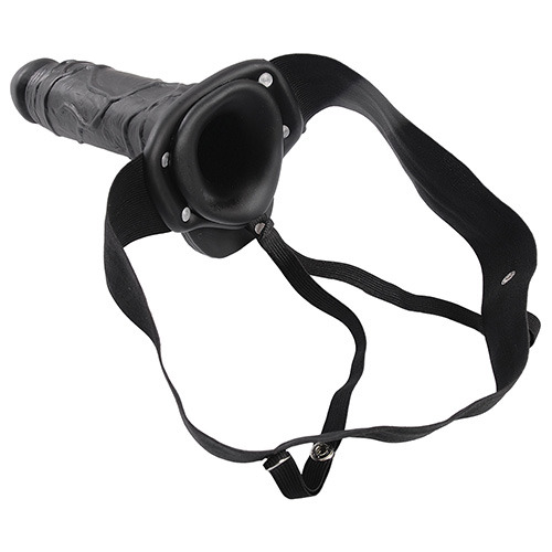 Real Rapture - Hollow Strap-On 8" With Balls - Svart
