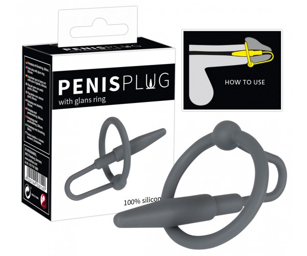 Penis Plug Silicone Ring - Svart