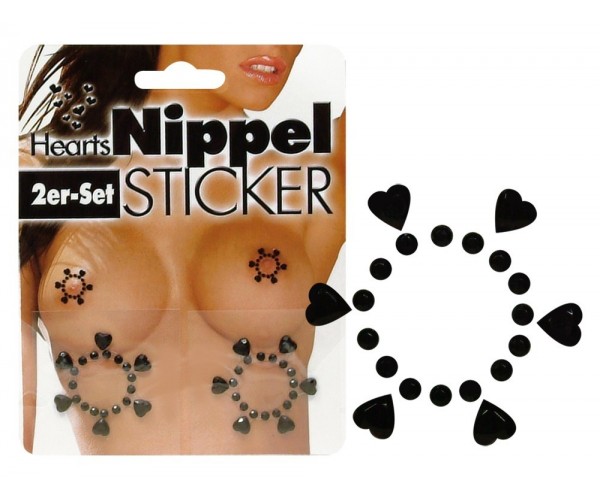 Nipple Stickers Med Hjärtan i Strass