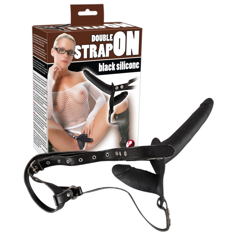 You2Toys Justerbar Dubbel Strap-on 15 cm - Svart