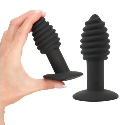 Black Velvet Twist Butt Plug - Med Vibration