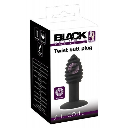 Black Velvet Twist Butt Plug - Med Vibration