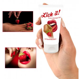 Lick-It - Jordgubb - Oralsexsmak & Massageolja - 50 ml