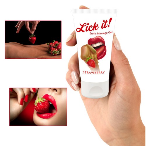 Massageolja & Oralsexsmak - Lick-It Jordgubb - 50 ml