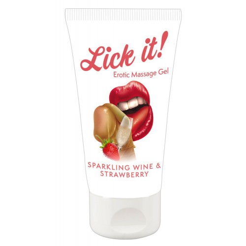 Lick-It - Mousserande  Vin & Jordgubb - Oralsexsmak & Massageolja - 50 ml