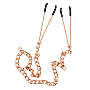 Nipple Clamps With Chain - Rose gold