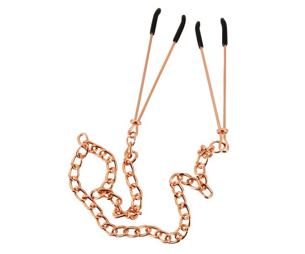 Nipple Clamps With Chain - Rose gold