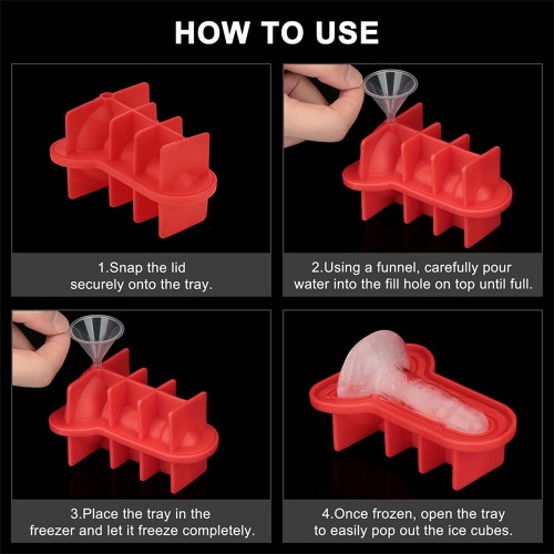 Rolig silikonform för iskuber i penisform – återanvändbar silikonform med tratt för fräcka drinkar