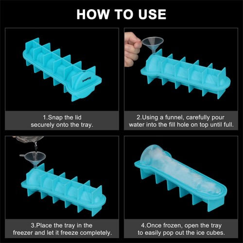 Turkos silikonform för stor penisformad iskub – livsmedelssäker silikon med tratt för fest och möhippa