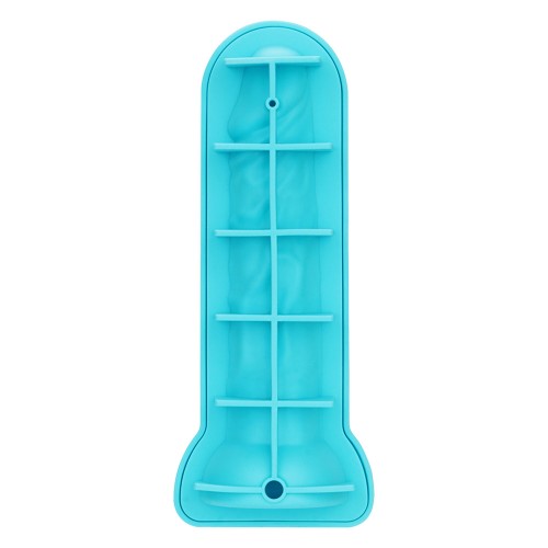 Turkos silikonform för stor penisformad iskub – livsmedelssäker silikon med tratt för fest och möhippa