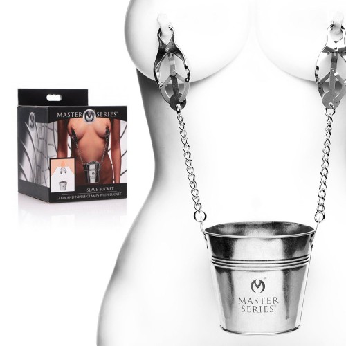 Slave Bucket Labia And Nipple Clamps - Bröstklämmor med vikt-hink