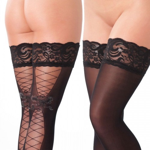 Amorable Hold-up stockings med spets och rosett Amorable Hold-up stockings med spets och rosett