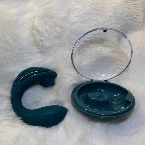 NS Novelties Desire Euphoria 2-i-1 smaragdgrön – dubbelsidig böjbar vibrator med lufttryck i ena änden och vibration i den andra