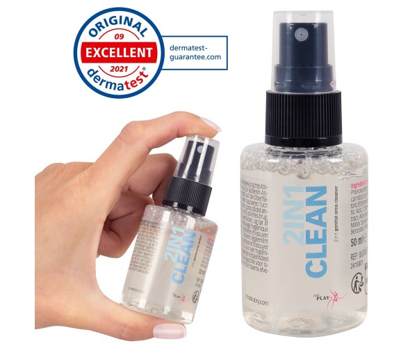 2-in-1 Clean rengöringsspray för intimområde och sexleksaker 50 ml – vegansk och alkoholfri med aloe vera
