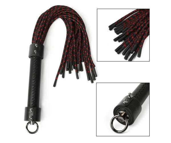 Genuine Leather Knot Flogger - Läderpiska 55cm