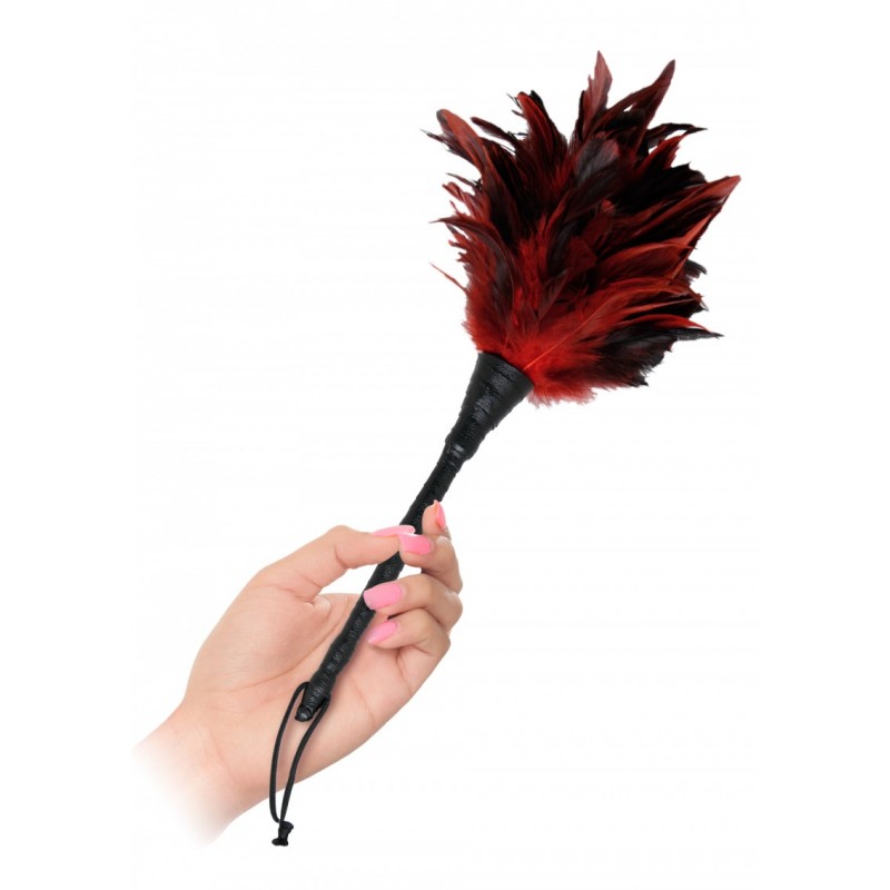 Frisky Feather Duster - Svart/Röd Fjädervippa För Kittlande Beröring