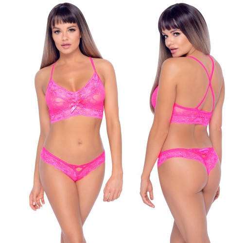 Criss-Cross BH-Set I Cerise Spets - S/M