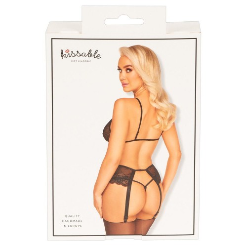 Kissable 3-delat Set - Black Lace - S/M