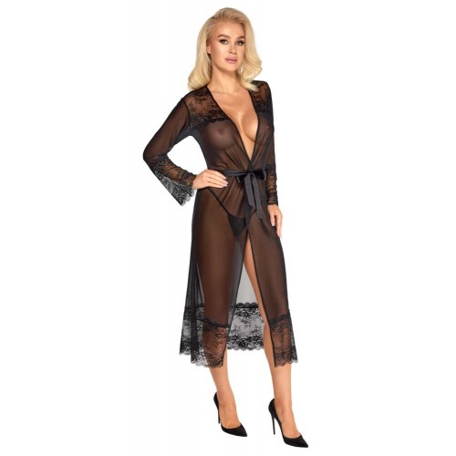 Kissable Kimono - Elegant Black Lace - S/M