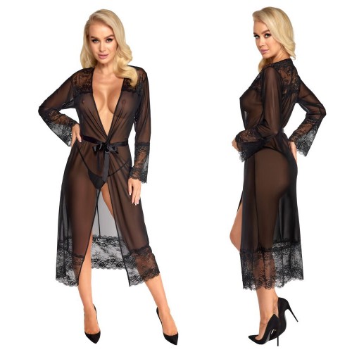Kissable Kimono - Elegant Black Lace - S/M