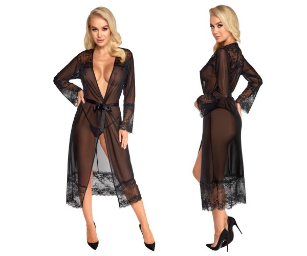 Kissable Kimono - Elegant Black Lace - S/M