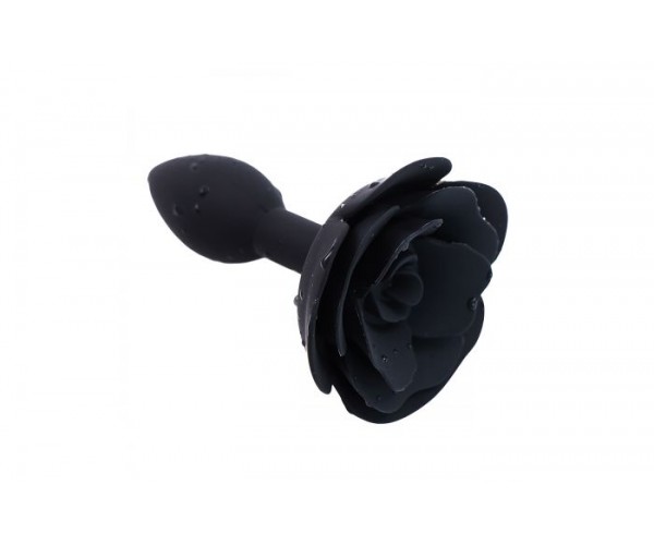 Rose Silicone Butt Plug - Svart