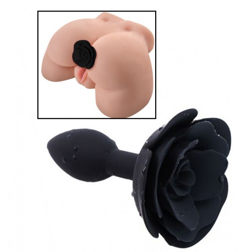 Rose Silicone Butt Plug - Svart
