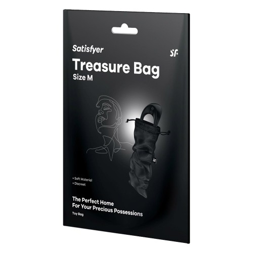 Satisfyer Treasure Toy Bag M Black – diskret förvaringspåse för sexleksaker i svart