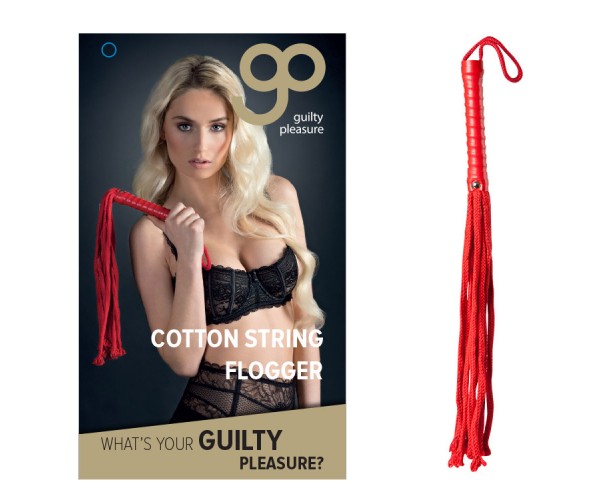 Cotton String Flogger - Röd piska 50cm Cotton String Flogger - Röd piska 50cm