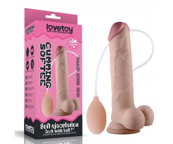 Soft Ejaculation Dildo - 23 cm Sprutdildo Med Pung Soft Ejaculation Dildo - 23 cm Sprutdildo Med Pung