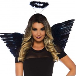 Änglavingar Med Gloria/Halo - Svart "Dark Angel"