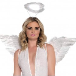 Änglavingar Med Gloria/Halo - Vit "Holy Angel"