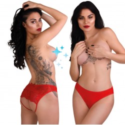 Nicolette Crotchless Panty Red - L/XL Nicolette Crotchless Panty Red - L/XL
