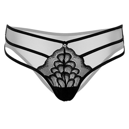 Aurora Lace String With Straps Black - M/L