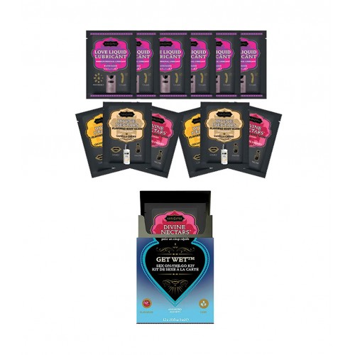 Sex On-The-Go Kit GET WET - 12-pack Naturellt + Smaksatt Glidmedel Sex On-The-Go Kit GET WET - 12-pack Naturellt + Smaksatt Glidmedel