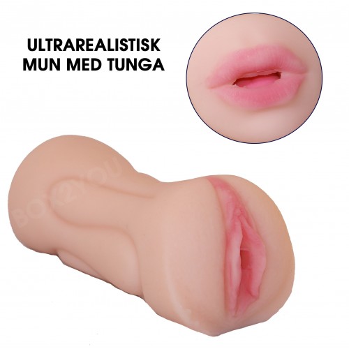 Double Side Pleasure Stroker - Vagina och Mun Med Tunga