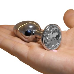 Metal Butt Plug Silver/Crystal