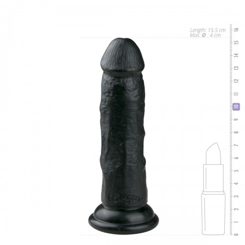 EasyToys Realistic Black Dildo 15,5 cm svart realistisk dildo i PVC med sugkopp – naturtrogen med tydliga vener och testikelreplika