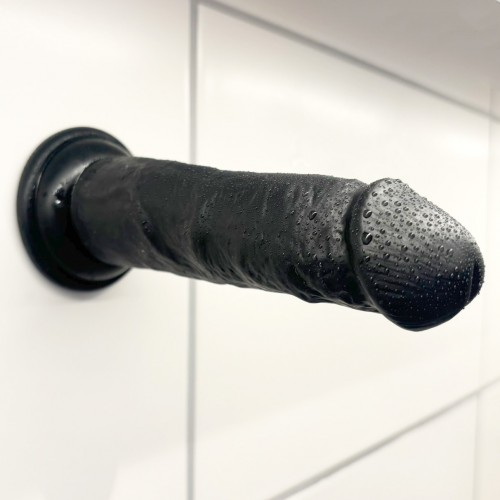 EasyToys Realistic Black Dildo 15,5 cm svart realistisk dildo i PVC med sugkopp – naturtrogen med tydliga vener och testikelreplika