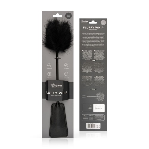 EasyToys Fluffy Tickler and Whip svart 2-i-1 BDSM-redskap med mjuk fluffig tickler och piska – för sinneslek och maktspel