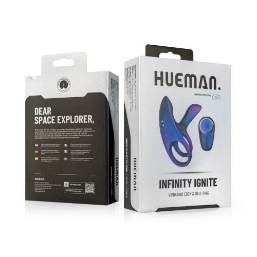 Hueman Infinity Ignite vibrerande penisring och pungring i lila mjukt silikon – 10 vibrationslägen, uppladdningsbar och vattentät