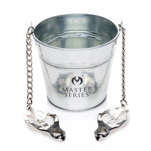 Slave Bucket Labia And Nipple Clamps - Bröstklämmor med vikt-hink Slave Bucket Labia And Nipple Clamps - Bröstklämmor med vikt-hink