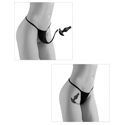HookUp Panties (Trosa & Buttplug) - Crotchless Love Garter Black - XL