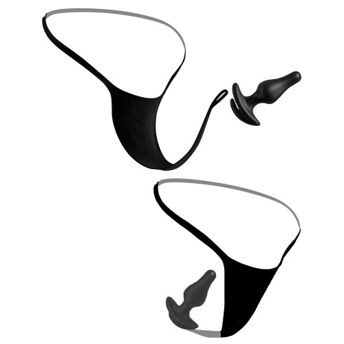 HookUp Panties (Trosa & Buttplug) - Crotchless Love Garter Black - XL