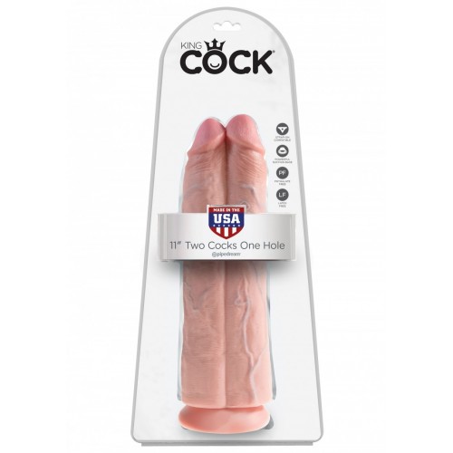 King Cock 11" Two Cocks One Hole - Natur