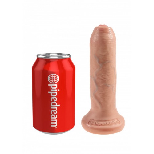 King Cock 6" Uncut Cock - Dildo Med Rörlig Förhud - Natur