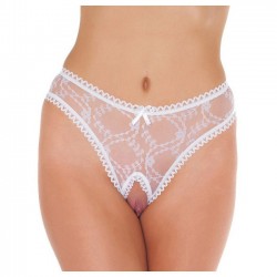 Amorable - Flower Lace Open G-String - White