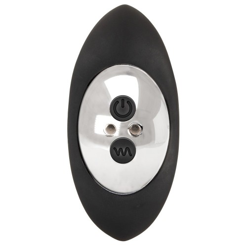 Anos analvibrator med håldesign och fjärrkontroll i svart silikon – två motorer och 10 vibrationslägen