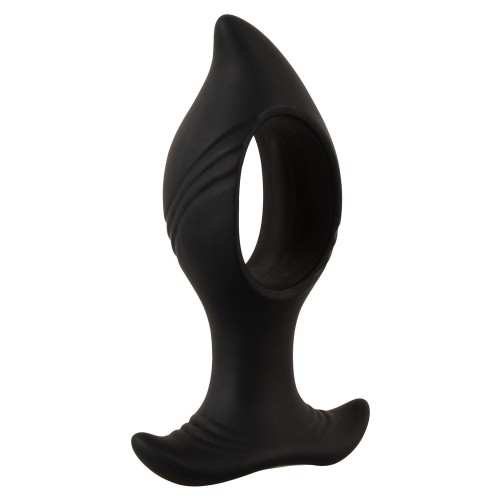 Anos analvibrator med håldesign och fjärrkontroll i svart silikon – två motorer och 10 vibrationslägen